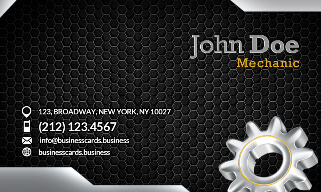 Free Mechanic Business Card Template : Business Cards Templates